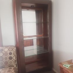 Wood And Glass Shelf Matching End And Console Table