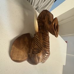 Hand Carved Wooden Elephant, Head Wall Piece