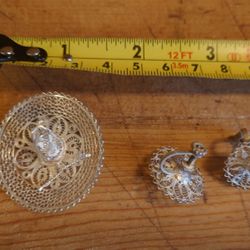 Mexican silver filigree broach and earring sets