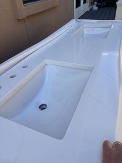 New Kohler 60" Quartz Double Vanity Top with Grey Veining