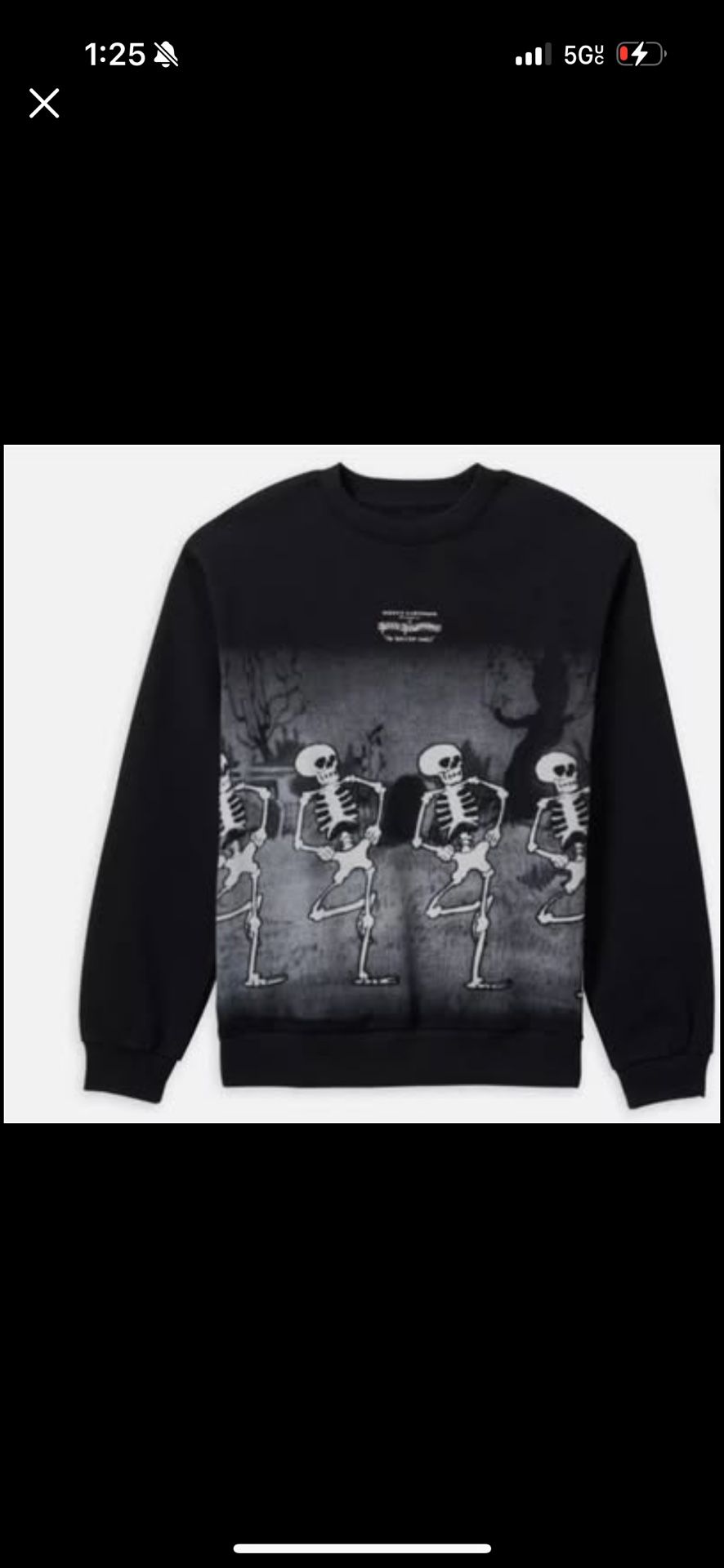 Disney “Skeleton Dance” Fleece Crewneck Sweatshirt – Halloween Classic – XL Mint Condition