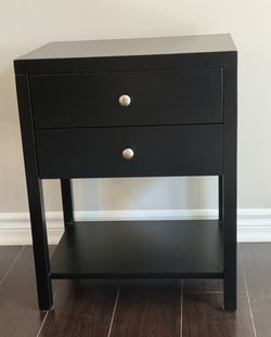 Pair of Black Two-Drawer Nightstands with Open Shelf