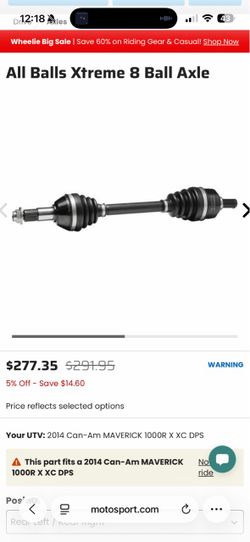 2015 can am maverick 1000rr rear axles pair