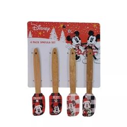Disney Silicone Spatulas Set 4 pack Christmas Non Scratch Mickey & Minnie Mouse