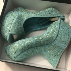 NEW Rhinestone Ankle Strap Gravity Wedge Heels