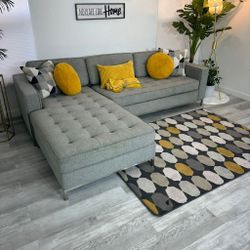 SECTIONAL REVERSIBLE 3Pcs Couch Sofa Fabric GRAY *FREE DELIVERY*