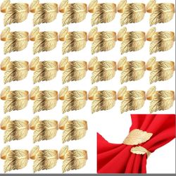 Bokon 50 Pcs Gold Napkin Rings Metal Leaf Napkin Holders Delicate Rings Bulk For Wedding Birthday Party Banquet Decoration(Willow Leaves)