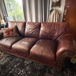 Costco Burgundy Leather Couch