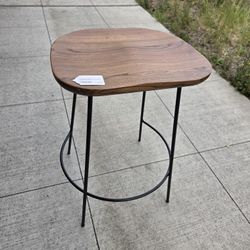 Wood Seat Black Metal Base Counter Stool