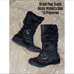 Street Feet Suede Boots Size 7.5 Women’s Black