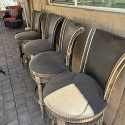 Leather /Wood Counter Height Stools (4) And Counter Height Table