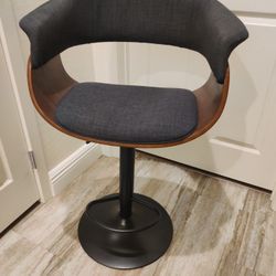 Metal Wood And Linen Adjustable Bar Stool