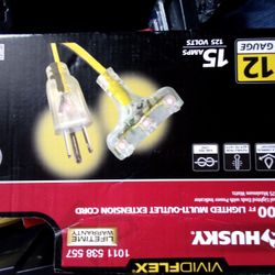 100' 12 Gauge 3 Outlet Extension Cord 