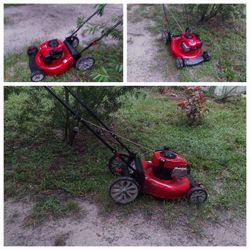 Red Gas-Powered Push Lawn Mower
