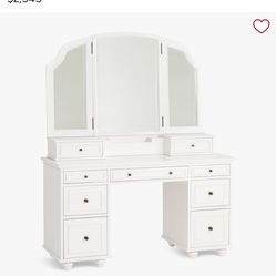 Pottery Barn Chelsea Vanity Table With Hutch & Mirror