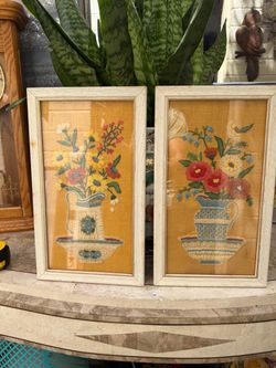 Vintage beautiful hand threaded wall art 15 x 8