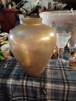 Large Gold Iridescent Ceramic Vase