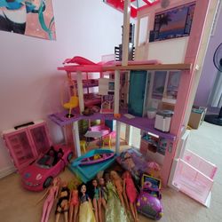 Barbie Dream House,  Car, Closet, And Canoe