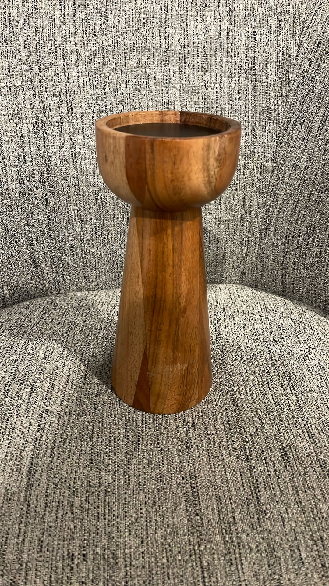 8.5” Wooden Candle Holder