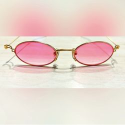 VERY RARE Authentic Gucci Coogi Brand Name Gold Metal Frame Pink Tint Sunglasses  80’s COLLABORATION Paolo runway COLLECTIBLE New Vintage unisex