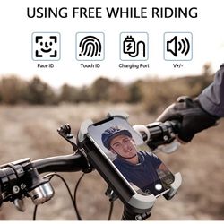 Bike Phone Mount with Shockproof Silicone Pad, Secure Quick-Locking Clamp