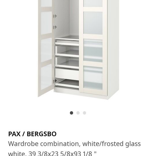 IKEA PAX Wardrobe Cabinets! Frosted glass doors., Adjustable shelves.