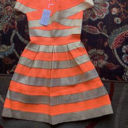 Orange /gold Womans  Dress Size Medium New 