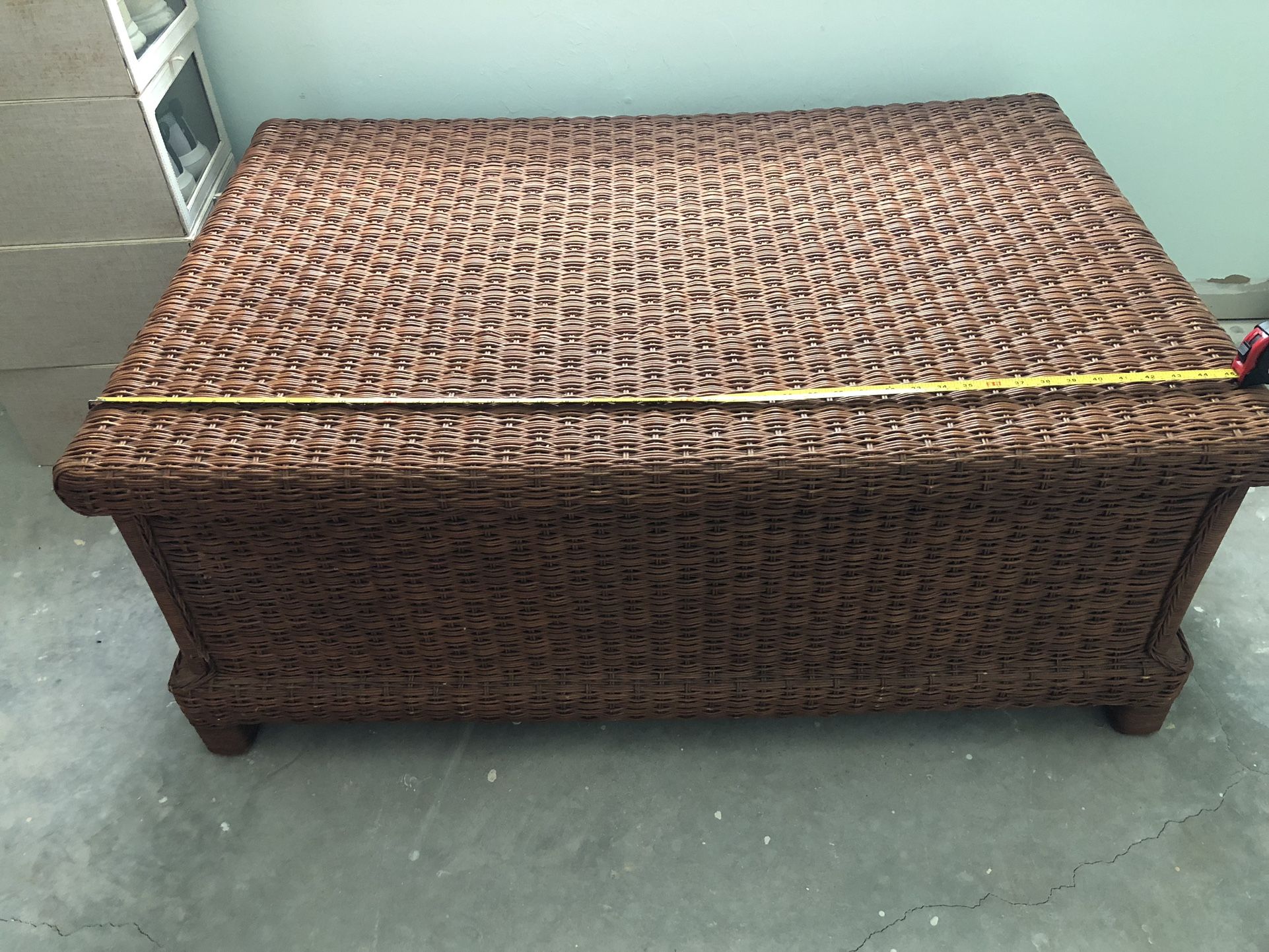 Large Wicker Storage Coffee Table-Chest
