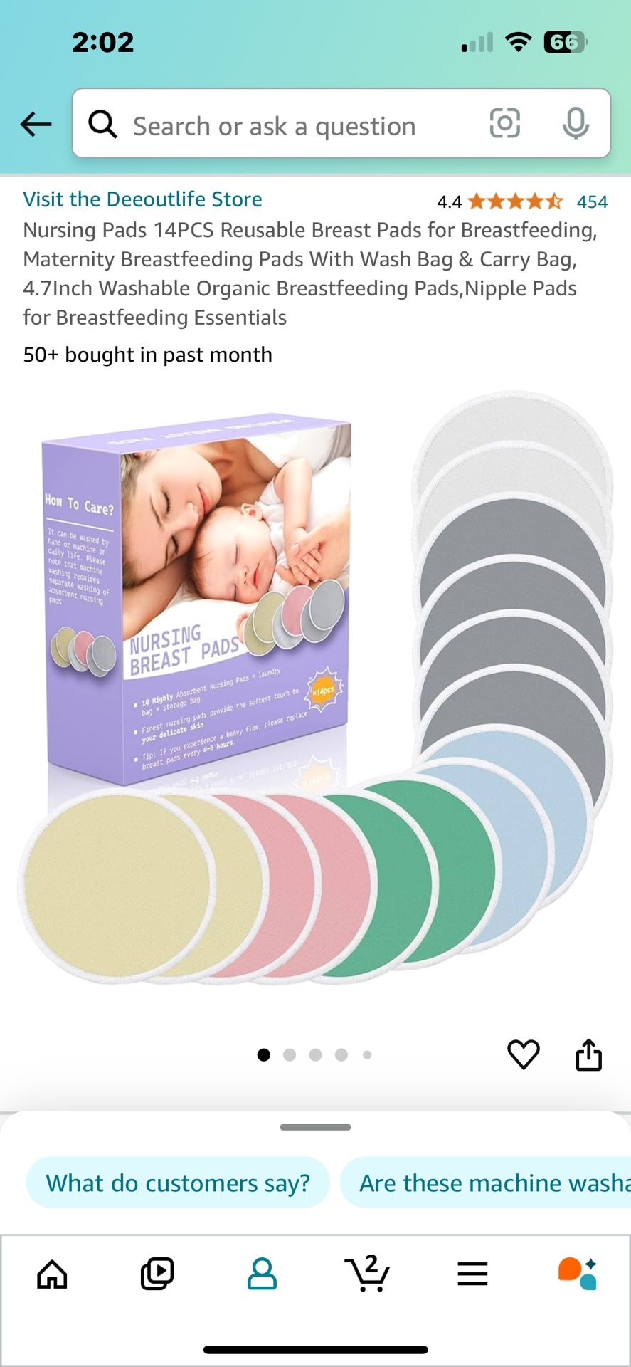 Washable organic bamboo pads
