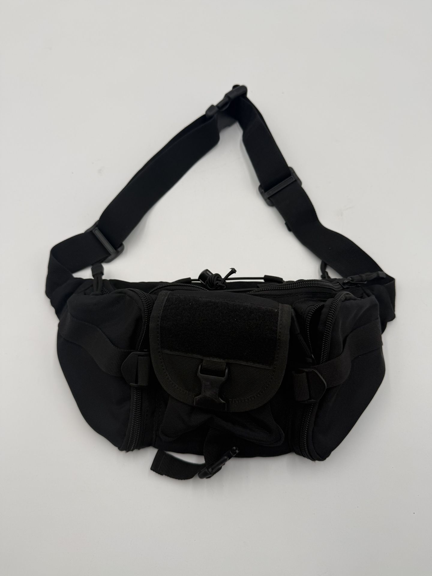 Tactical Waist Bag / Crossbody Utility Pack – Black Travel Fanny Pack with Pockets