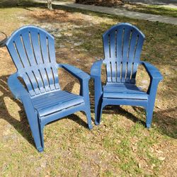 Pair of Adirondack Stackable Outdoor Patio/Lawn Chairs