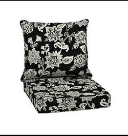 New Open Box Arden 24"x24" Outdoor Deep Seat Cushion Set, Black Jacobean
