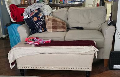 Beige Fabric Loveseat Sofa