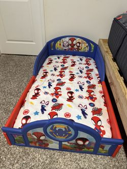 Spider Man Bed frame,toddler Matress And Spider Man Bedsheet