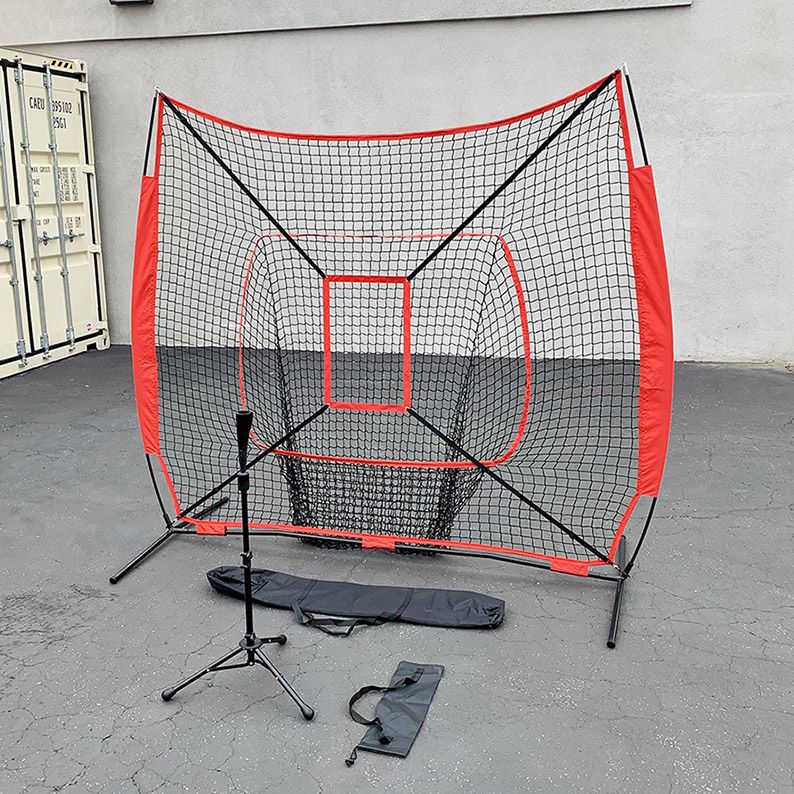 $65 (New in box) Baseball softball (7x7’ net & ball tee set) practice hitting & pitching net w/ carry bag 