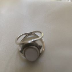 925 Sterling Silver Natural Rose Quartz  Size8.