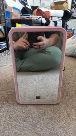 Skincare mini fridge with mirror