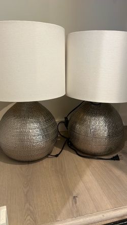 Pair of Globe Table Lamps with Drum Shades