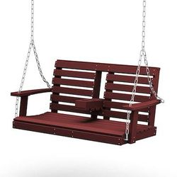 Serwall 2-Person Dark Red Hanging Swing Chair with Foldable Center Cup Holder brand new in box $225 R