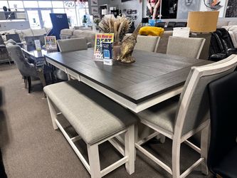 Beautiful wood dining table set! 🩶🔥 Easy Financing!