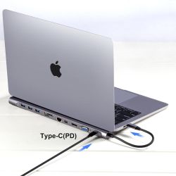 USB-C Dock station For MAC and PC laptop, Aluminum alloy Laptop Base holder 11 in 1 usb