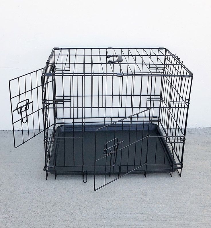 BRAND NEW $30 Double Door 24” Dog Crate Cage Folding Metal Kennel, Plastic Tray 24x17x19 Inches