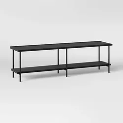 Wood and Metal TV Stand for TVs up to 60" Black - Room Essentials™: Modern Entertainment Center with Open Shelves
