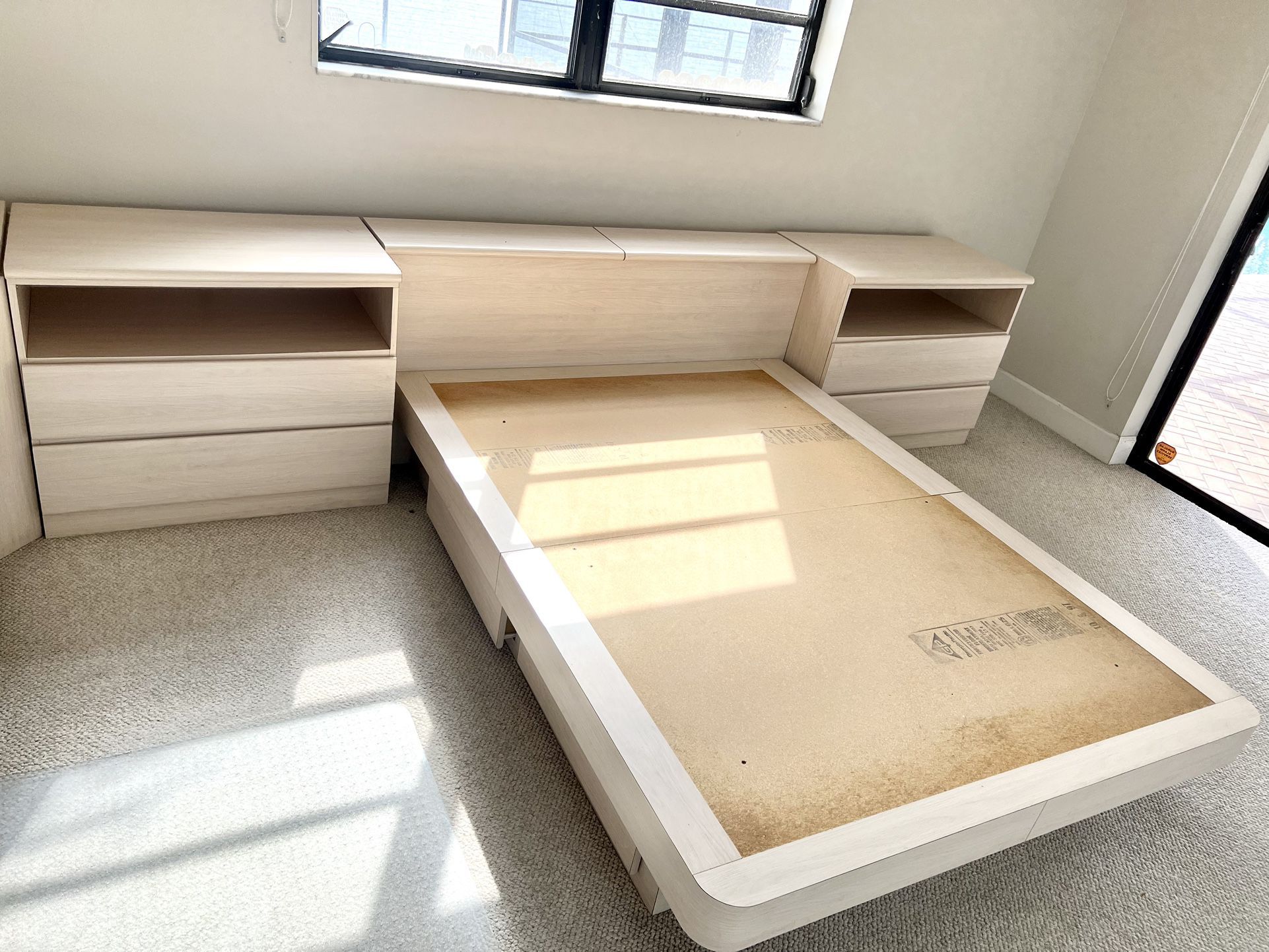  Platform bed with drawers , nightstands and  Wall Unit - Price For All 