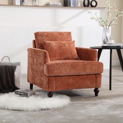 Dark Orange Fabric Accent Chair 