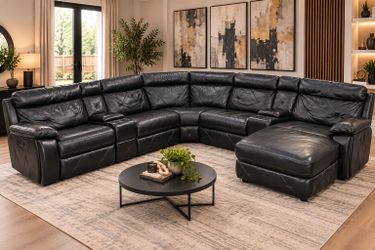 Real  Leather Reclining  Sectional Sofa