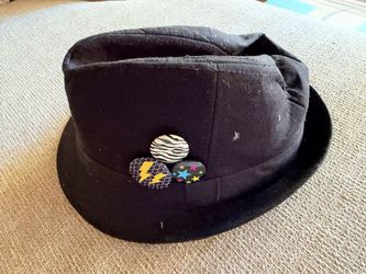 Black Fedora with Decorative Pins