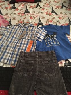 Three piece boys Calvin Klein short set 3t
