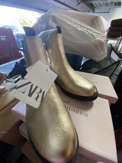 Zara Gold Boots- Brand New! Big Girls Size 4 Women’s 6