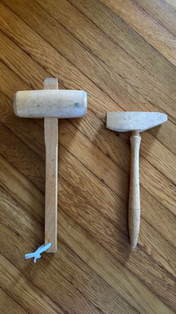 Vintage Antique All-Wood Mallets Woodworking & Tinsmith Wedge Hammer Set